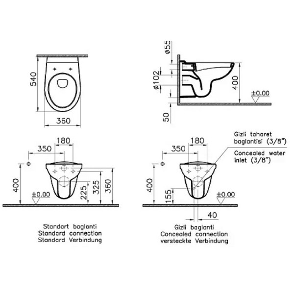 Комплект инсталляция с унитазом Vitra Normus L-box с клавишей глянцевый хром (9773B003-7206) Комплект инсталляция с унитазом Vitra Normus L-box с клавишей глянцевый хром (9773B003-7206)