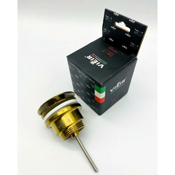 Донный клапан для раковины Vieir 1 1/4" (32 мм.), 67 мм. Quick Clac с переливом (латунь, золото) (VER26S) Донный клапан для раковины Vieir 1 1/4" (32 мм.), 67 мм. Quick Clac с переливом (латунь, золото) (VER26S)