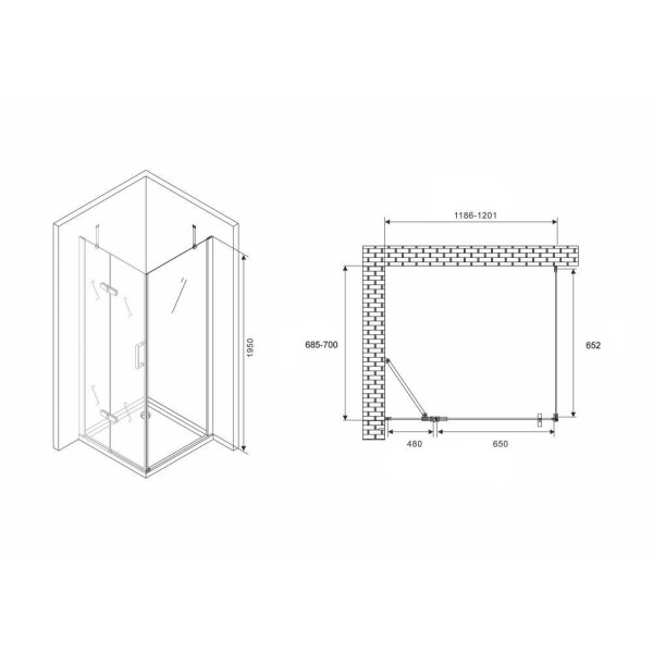 Душевой уголок Abber Zart 70x120 стекло прозрачное, профиль профиль хром (AG08120-S71)