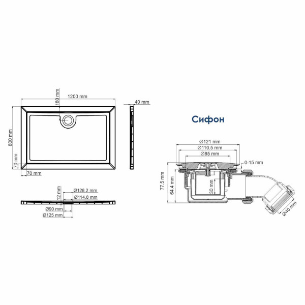 Душевой поддон Wasser Kraft Salm 120x80 (27T06)
