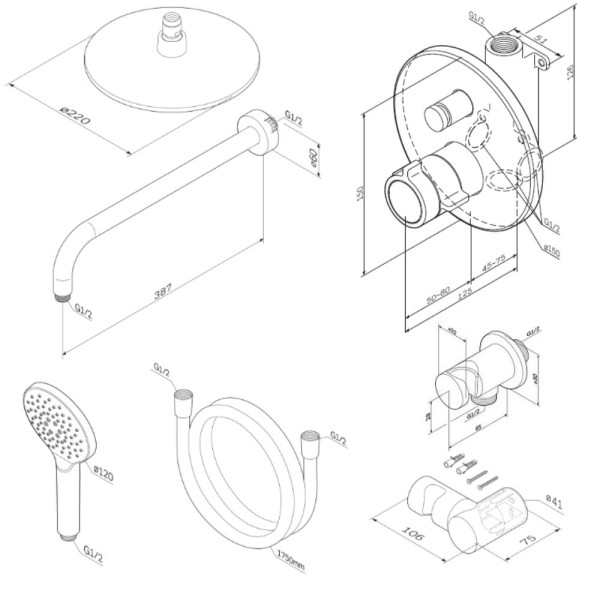 Смеситель для душа AM.PM X-Joy с душевым набором хром (FT85A1RH10)