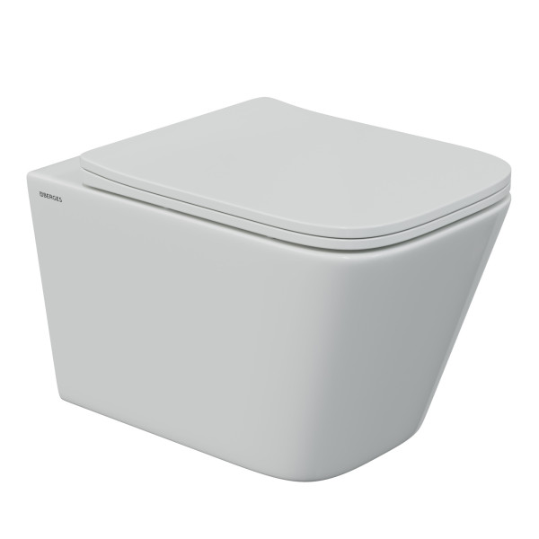 Комплект инсталляция с унитазом Berges Novum525 c с кнопкой L3 хром глянец, унитаз FLOE S Rimless, сиденье Floe S Slim SO (043242)