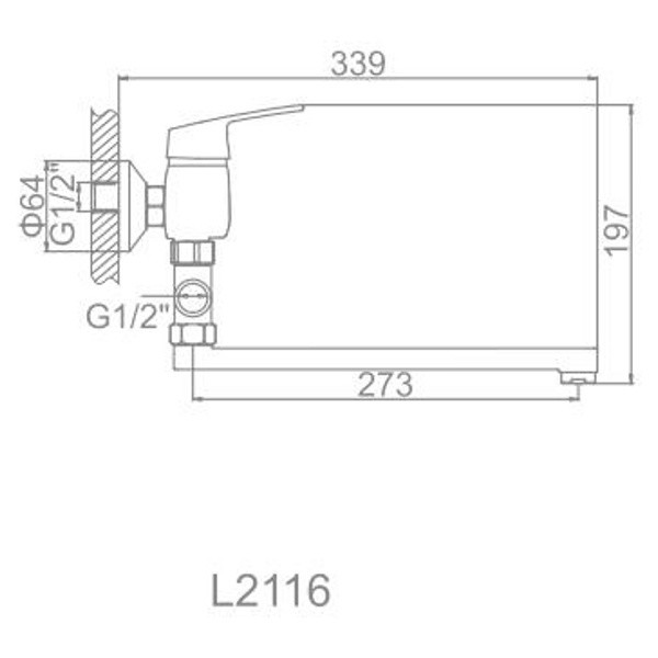 Смеситель для ванны и душа Ledeme с душевым гарнитуром (L2116)