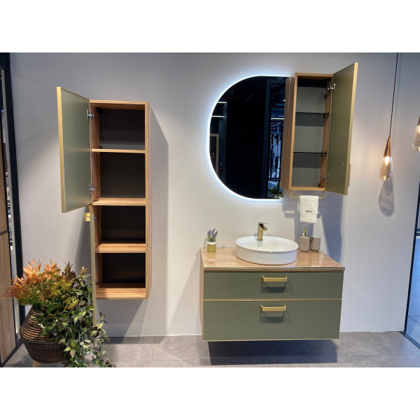 Шкаф подвесной Orka Salerno 300x160x850 зеленый матовый, светлое дерево (3005749) Шкаф подвесной Orka Salerno 300x160x850 зеленый матовый, светлое дерево (3005749)