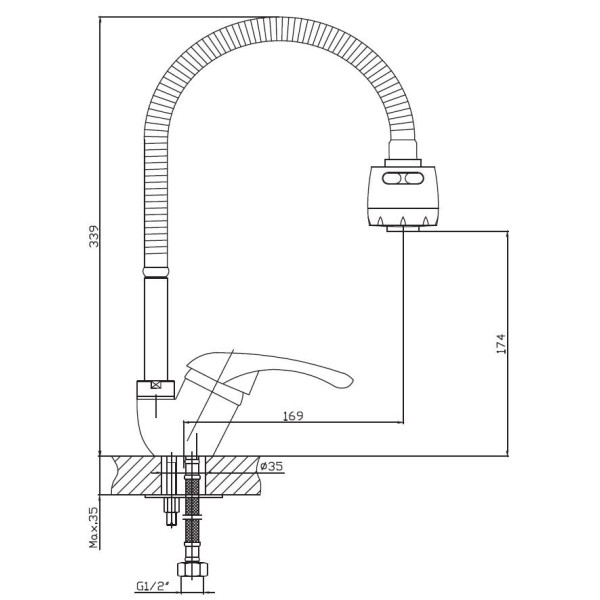 Смеситель для кухни Клевер Универсал хром (УН519)