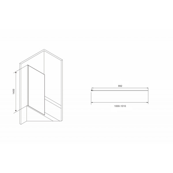 Душевая шторка для ванн Abber Immer Offen 100x140 стекло прозрачное, профиль черный (AG71100B) Душевая шторка для ванн Abber Immer Offen 100x140 стекло прозрачное, профиль черный (AG71100B)