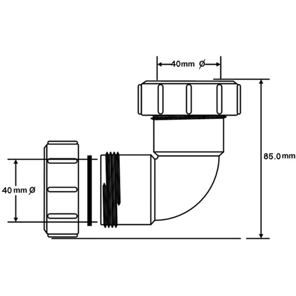 Отвод McAlpine 40*90 град. (белый) (40A-WH)