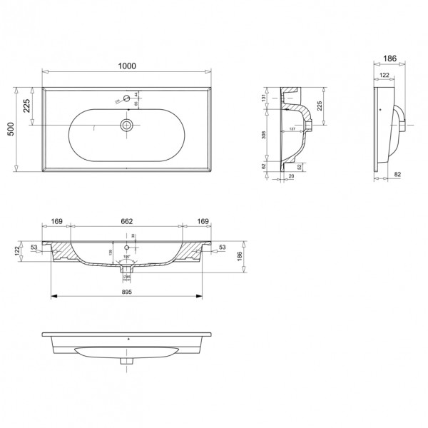 Тумба подвесная Orka Likya 1000x500x460 с раковиной белый матовый (5002490)