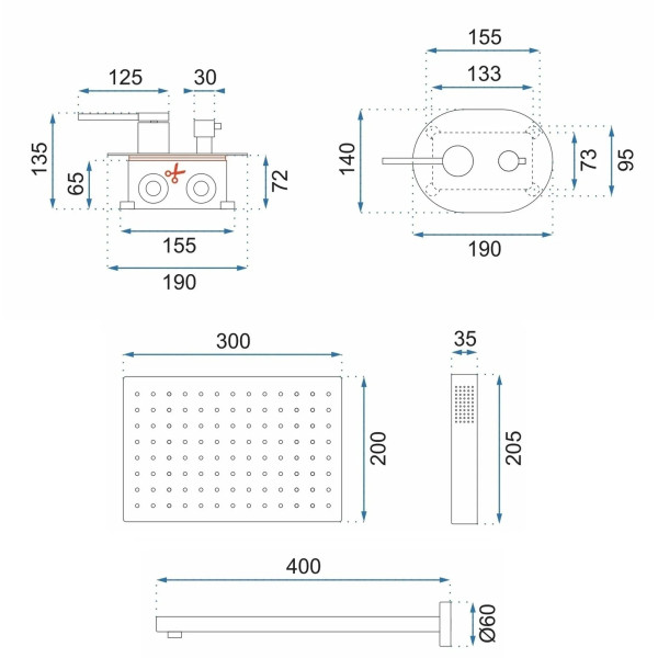 Душевая система REA Oval + Box Black mat (REA-P8467)