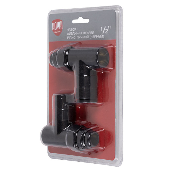Комплект дизайн-вентилей Royal Thermo PIANO 1/2" прямой (черный) (RTE 56.0011) Комплект дизайн-вентилей Royal Thermo PIANO 1/2" прямой (черный) (RTE 56.0011)
