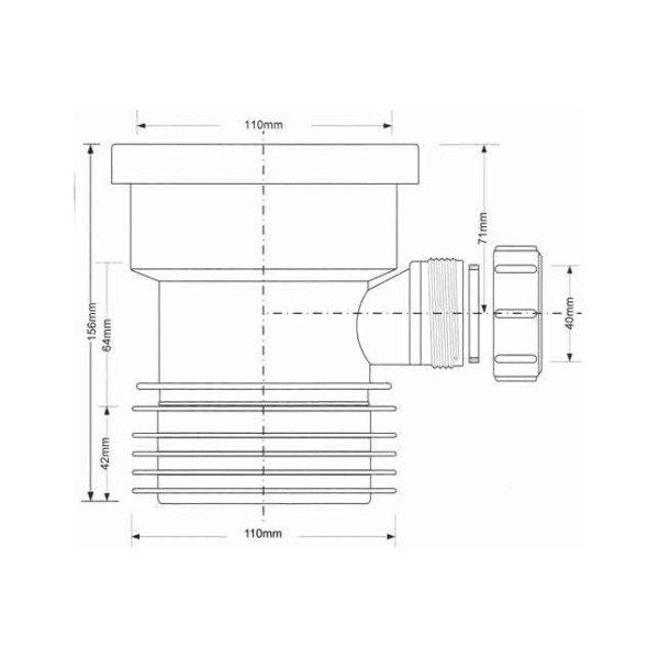 Муфта прямая McAlpine 110 с манжетой и отводом 40 мм L 156 мм (MRDC1D-GR)