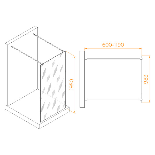 Душевая перегородка RGW WA-016B 1000 стекло прозрачное, профиль черный (35101610-14) Душевая перегородка RGW WA-016B 1000 стекло прозрачное, профиль черный (35101610-14)