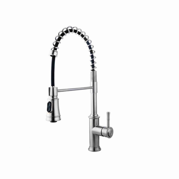 Смеситель для кухни Fashun с выдвижным изливом сатин (A56008)