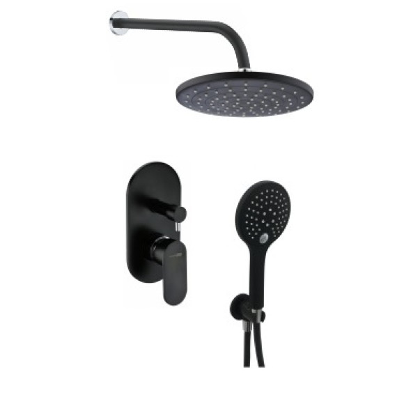 Встраиваемый комплект для душа WasserKRAFT Elbe черный с верхней душевой насадкой и лейкой (A16777) Встраиваемый комплект для душа WasserKRAFT Elbe черный с верхней душевой насадкой и лейкой (A16777)
