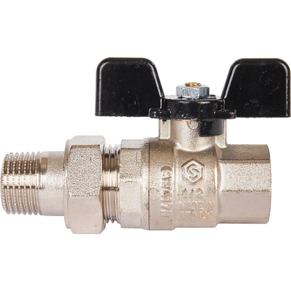 Кран 1/2" шаровый со сгоном Stout (черная бабочка, полнопроходной) (SVB-0007-000015)