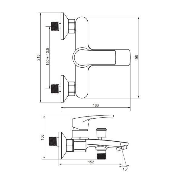 Смеситель для ванны и душа Damixa Eclipse 2.0 черный (481000300)
