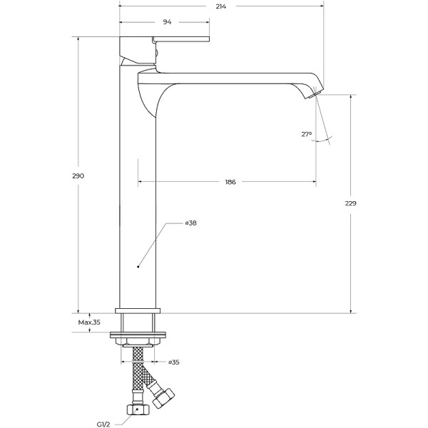 Смеситель для накладной раковины BelBagno без донного клапана, хром (AURORA-LMC-CRM-W0)