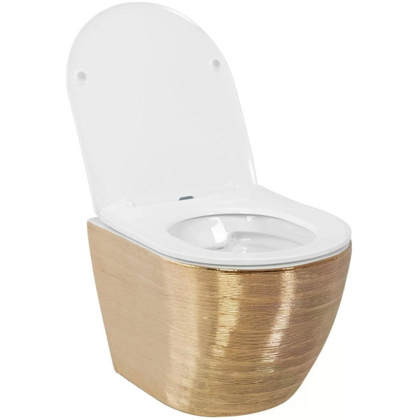Унитаз подвесной безободковый Rea Carlo mini Brush Gold/White золотой (REA-C6942) Унитаз подвесной безободковый Rea Carlo mini Brush Gold/White золотой (REA-C6942)