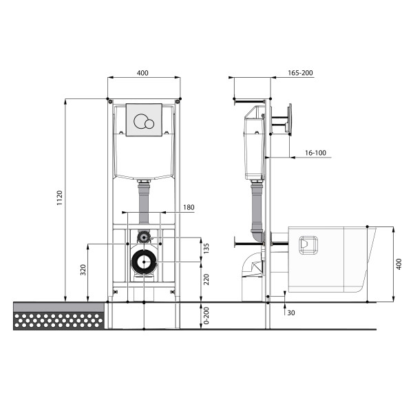 Комплект инсталляция с подвесным унитазом Santek Бореаль 530х400х1120 (1WH302464)