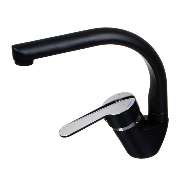 Смеситель для кухни Melodia Rumba Black утка, без гибкой подводки, черный (MDV35312bk)