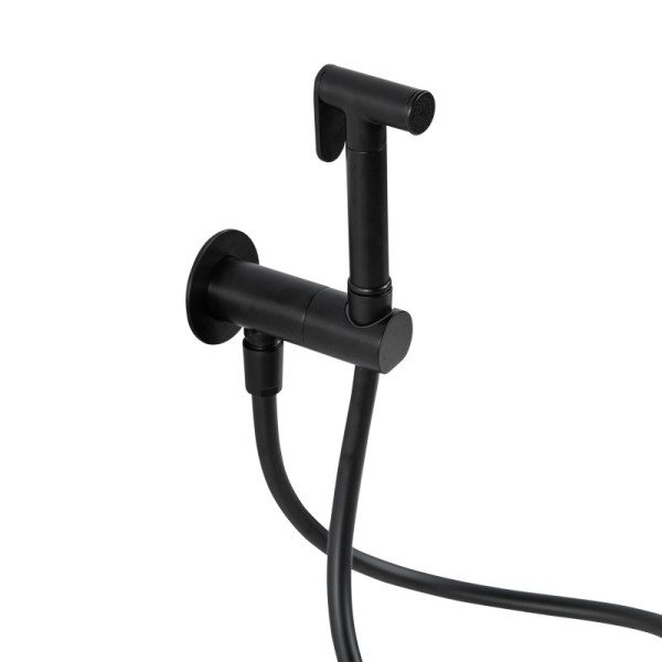 Смеситель с гигиеническим душем Cezares leaf встраиваемый, черный матовый (LEAF-DIF-NOP)