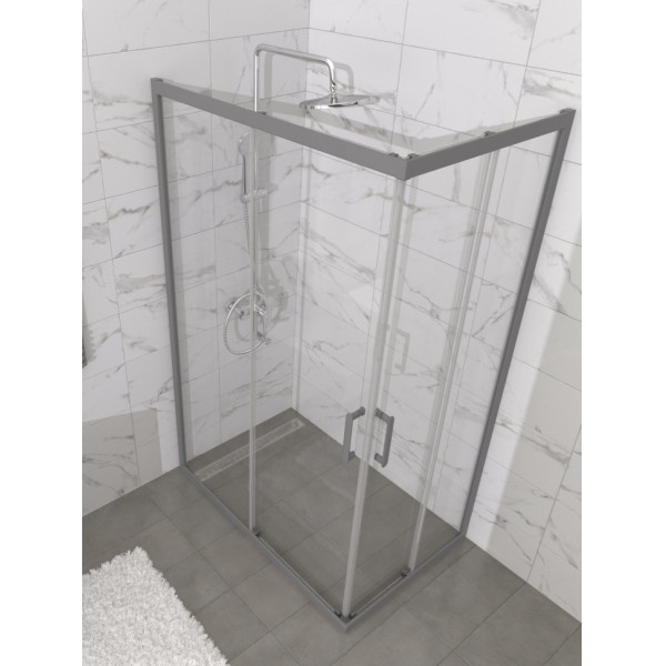Душевой уголок Triton Фикс-графит 120x80  стекло прозрачное, профиль графит (DK461)