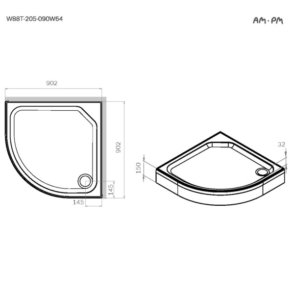 Душевой поддон AM.PM X-Joy 90x90 белый (W88T-205-090W64)