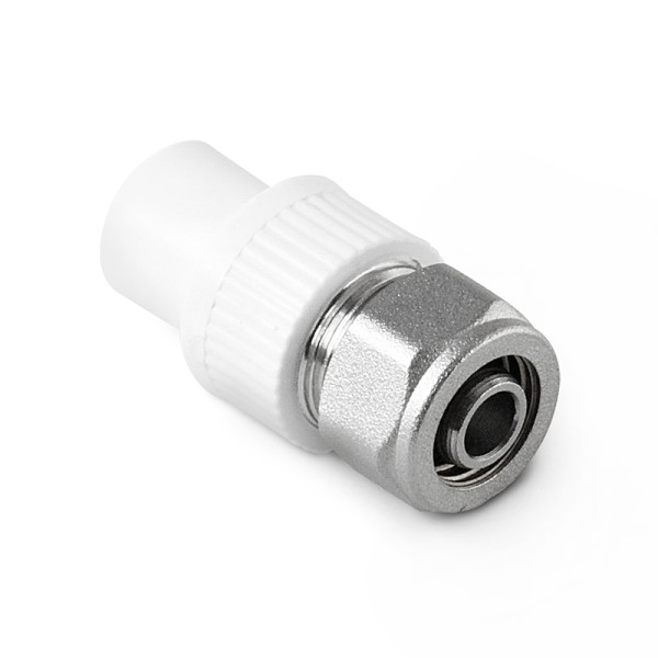 Переход PP-R на PEX или м/пл трубу 20x16 мм. "Pro Aqua" (обжим, латунь, белый) (PA76008P) Переход PP-R на PEX или м/пл трубу 20x16 мм. "Pro Aqua" (обжим, латунь, белый) (PA76008P)