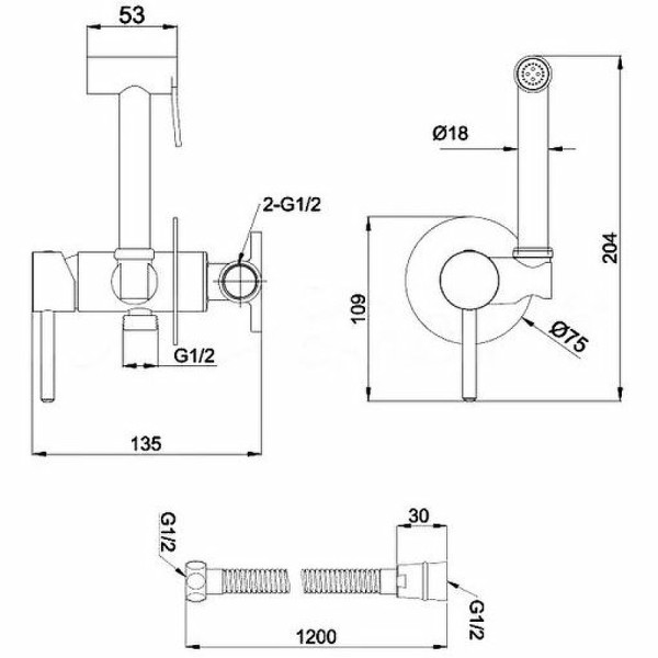 Смеситель для биде Ravak с гигиеническим душем BM 050.01 хром (X070168) Смеситель для биде Ravak с гигиеническим душем BM 050.01 хром (X070168)