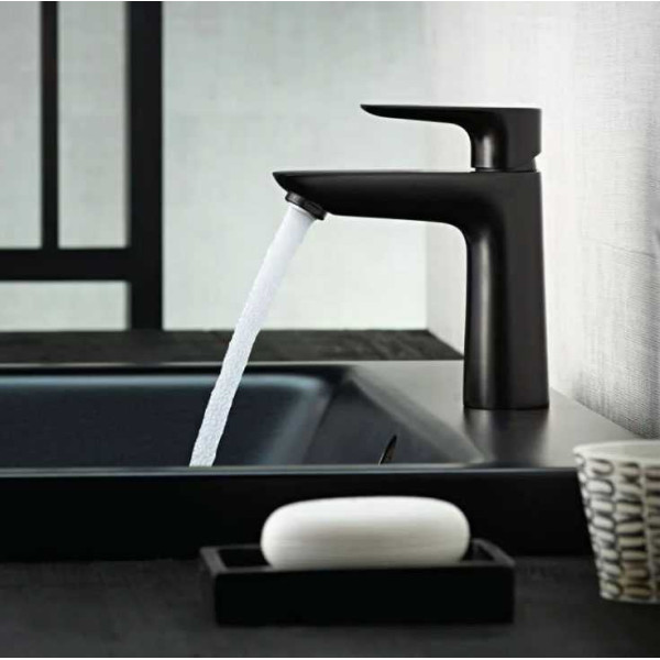 Смеситель для раковины Hansgrohe Talis E черный, с донным клапаном (71710670)