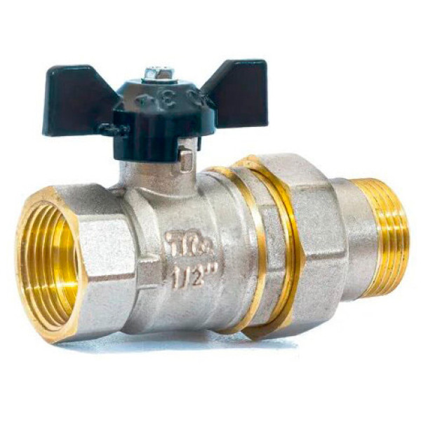 Кран 1/2" шаровый со сгоном TeRma NEOS (чёрная бабочка) (32014) Кран 1/2" шаровый со сгоном TeRma NEOS (чёрная бабочка) (32014)