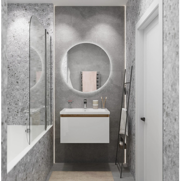 Тумба подвесная 1Marka Aris 590x447x400 дуб вотан/белый глянец (Ц0000042282)