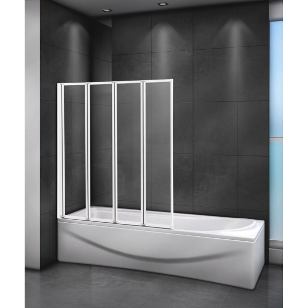 Душевая шторка для ванны Cezares Relax 90x140 стекло прозрачное, профиль белый (RELAX-V-4-90/140-C-Bi)