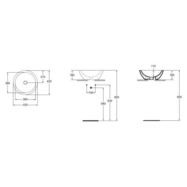 Раковина накладная Ideal Standard Strada 425х425х160 (K078301)