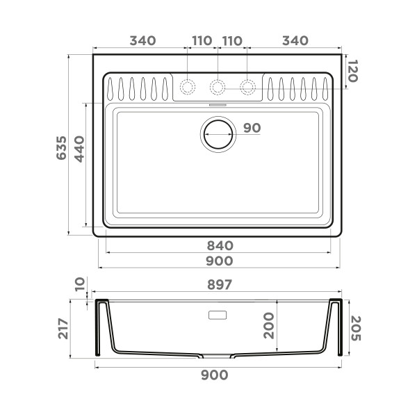 Мойка для кухни врезная Omoikiri Kinokawa 90-GB Artceramic/графит (4993855)