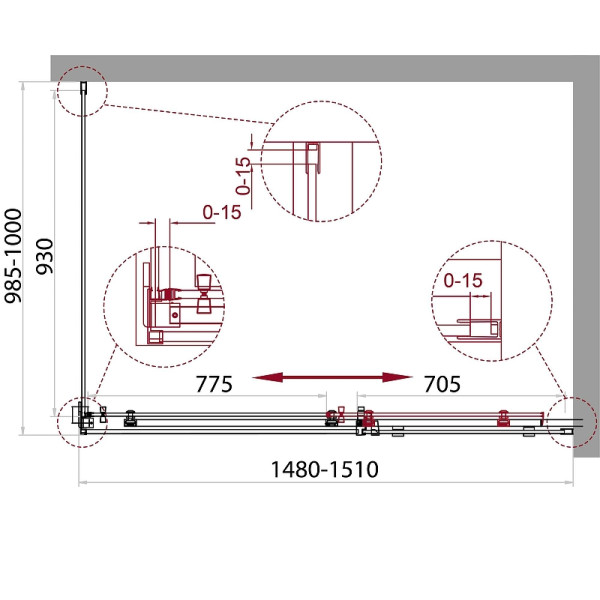 Душевой уголок BelBagno Acqua 150x100x195 стекло прозрачное, профиль хром (ACQUA-AH-1-150/10-C-Cr)