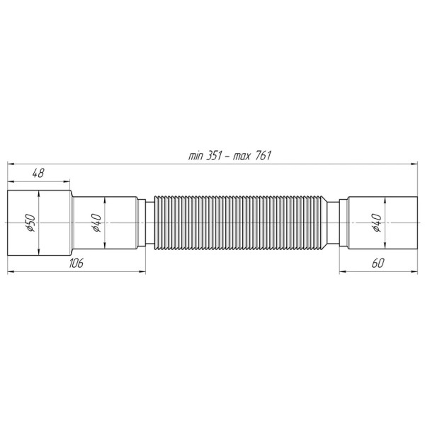 Отвод гофр. переходной 40*40/50 АНИ (351-761 мм.) АНИ пласт (K406) Отвод гофр. переходной 40*40/50 АНИ (351-761 мм.) АНИ пласт (K406)