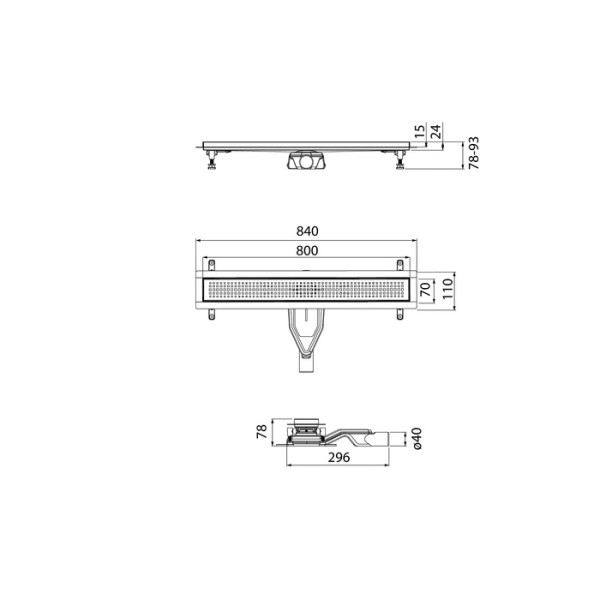 Лоток душевой 800 мм сифон 360 комбинированный затвор перфорированная решетка черный Iddis (975B8BL20DZ)