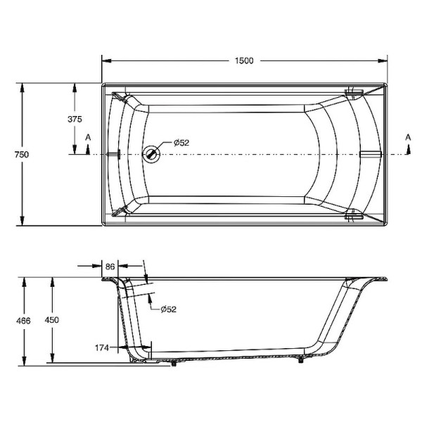 Ванна чугунная Jacob Delafon Biove 150x75 белая (E6D903-0)