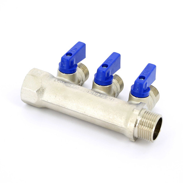 Коллектор с шаровыми кранами Tiemme NINO 3 выхода 3/4*1/2"(16) (никель) (1820003) Коллектор с шаровыми кранами Tiemme NINO 3 выхода 3/4*1/2"(16) (никель) (1820003)