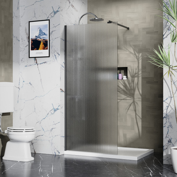 Душевое ограждение Azario Walk-In 110x195 стекло рифленое, профиль черный матовый (AZ-251-110-MB-CRF)