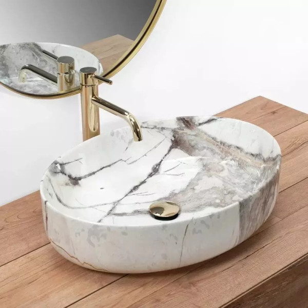 Раковина накладная Rea Queen 55x41,5 мрамор (REA-U4101)