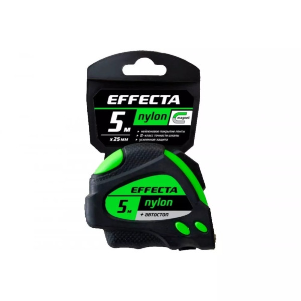 Рулетка 5 м (25 мм) Effecta Nylon с магнитом и автостопом, лента нейлон (580525) Рулетка 5 м (25 мм) Effecta Nylon с магнитом и автостопом, лента нейлон (580525)