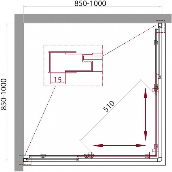 Душевой уголок BelBagno Unique 85x85x190 стекло рифленое, профиль хром (UNIQUE-A-2-85/10-P-Cr)