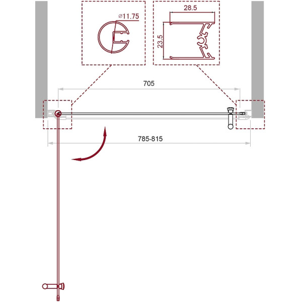 Душевая дверь BelBagno Uno 80x190 стекло прозрачное, профиль хром (UNO-B-1-80-C-Cr)