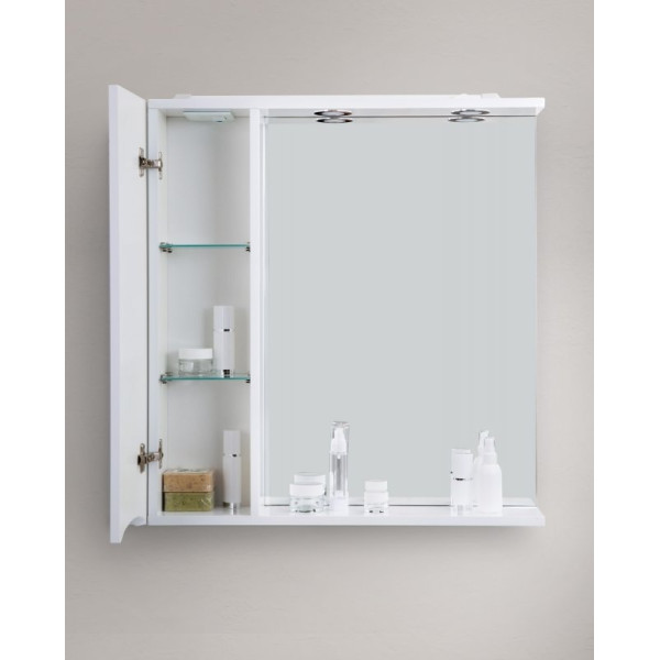 Зеркало с подсветкой BelBagno Marino L 80x750 с полкой, c ящиком (MARINO-SPC-800/750-1A-BL-P-L)