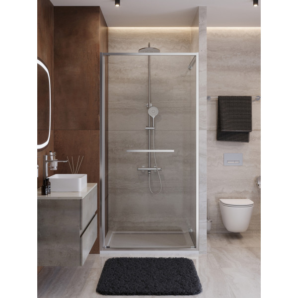 Душевая дверь Cezares Lux 90x195 стекло прозрачное, профиль хром (LUX-B-FS-1-90-C-CR)