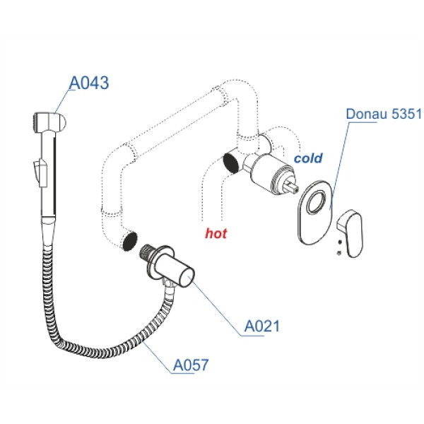 Смеситель с гигиеническим душем WasserKRAFT A15357 со шлангом 120 см Смеситель с гигиеническим душем WasserKRAFT A15357 со шлангом 120 см