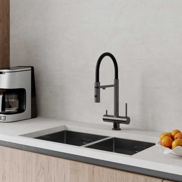 Смеситель для кухни Iddis Ace с фильтром и гибким изливом серый (ACEGMFFi05) Смеситель для кухни Iddis Ace с фильтром и гибким изливом серый (ACEGMFFi05)