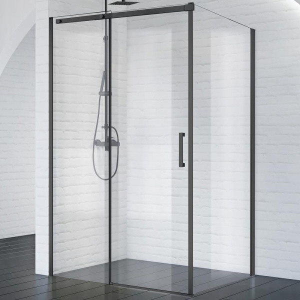 Душевой уголок BelBagno Acqua 130x90x195 стекло прозрачное, профиль черный (ACQUA-AH-1-130/90-C-NERO)